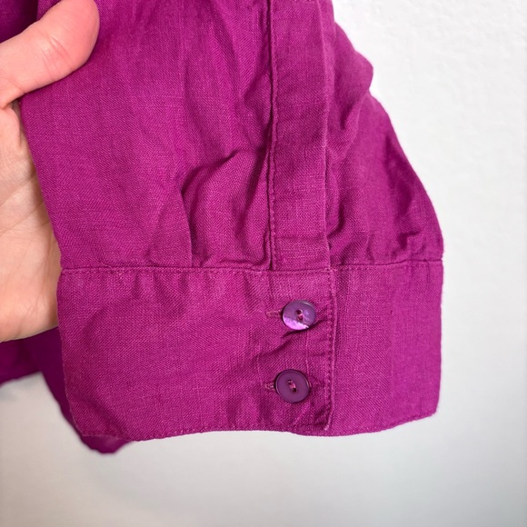 Eileen Fisher Organic Handkerchief Linen Classic Collar Shirt Magenta Women’s XL - Picture 5 of 10